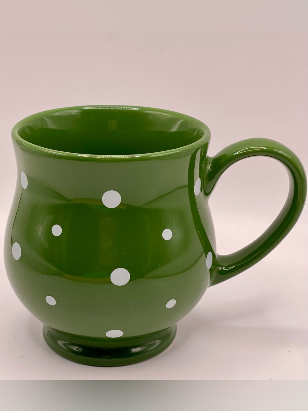 Temp-tations by Tara Polka Dot Green White 16 Oz Pedestal Coffee Mug